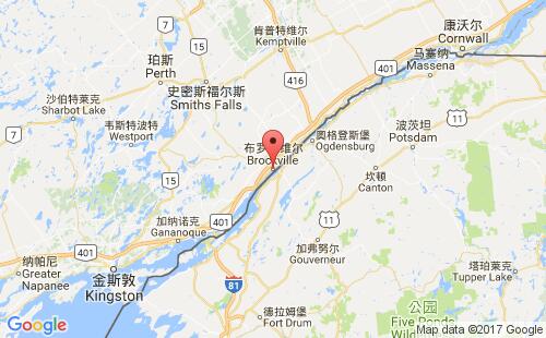 加拿大海运港口布罗克维尔brockville,on港口地图