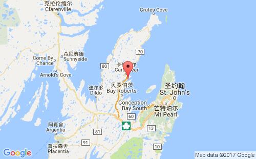 加拿大海运港口格雷斯港harbour grace港口地图