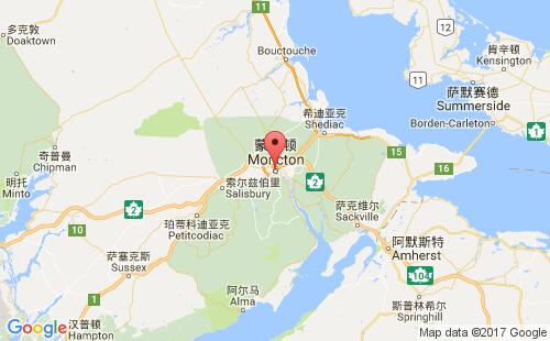 加拿大海运港口蒙克顿moncton港口地图