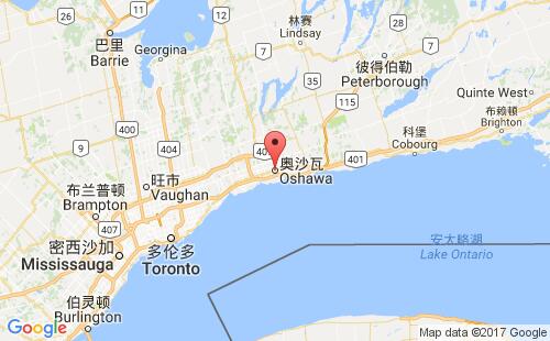 加拿大海运港口奥沙瓦oshawa,on港口地图