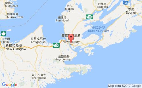 加拿大海运港口霍克斯伯里港port hawkesbury港口地图