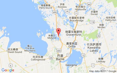 加拿大海运港口塞文港port severn,on港口地图