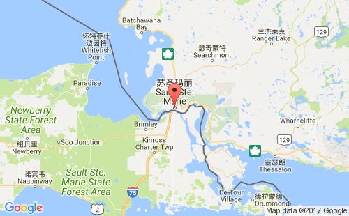 加拿大海运港口苏圣马丽sault ste. marie,on港口地图