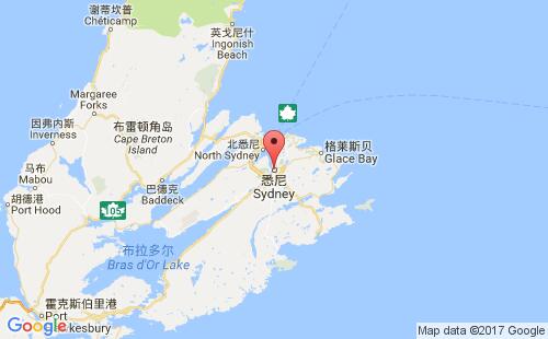 加拿大海运港口西德尼sydney,ca港口地图