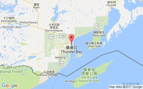 加拿大海运港口散德湾thunder bay,on港口地图