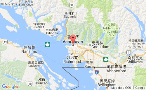 加拿大海运港口温哥华vancouver,bc港口地图