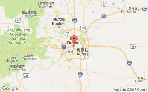 美国海运港口丹佛denver,co港口地图