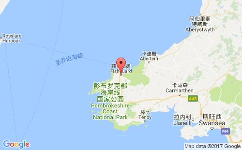 英国港口菲什加德fishguard港口地图