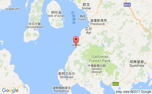 英国港口格文girvan港口地图