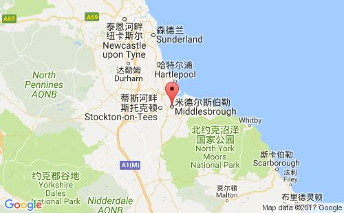 英国港口米德尔斯伯勒middlesbrough港口地图