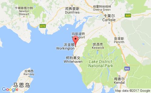 英国港口沃金顿workington港口地图