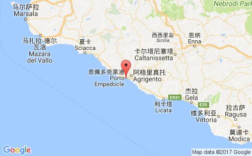 意大利港口恩佩多克莱港porto empedocle港口地图