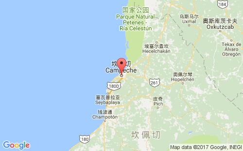 墨西哥海运港口坎佩切campeche港口地图