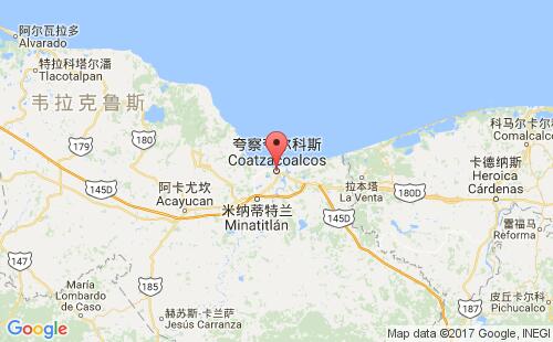 墨西哥海运港口夸察夸尔科斯coatzacoalcos港口地图