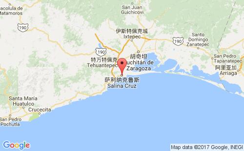 墨西哥海运港口萨利纳克鲁斯salina cruz港口地图