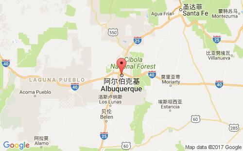 美国海运港口阿尔伯克基albuquerque,nm港口地图