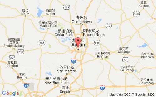 美国海运港口奥斯汀austin,tx港口地图