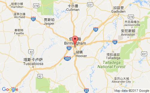 美国海运港口伯明翰birmingham,al港口地图