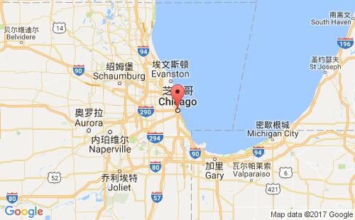 美国海运港口芝加哥chicago,il港口地图