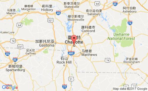 美国海运港口夏洛特charlotte,nc港口地图