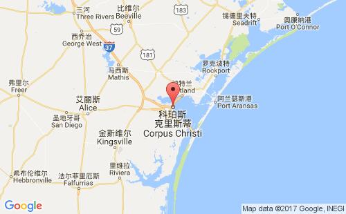 美国海运港口科珠斯克里斯蒂corpus christi港口地图