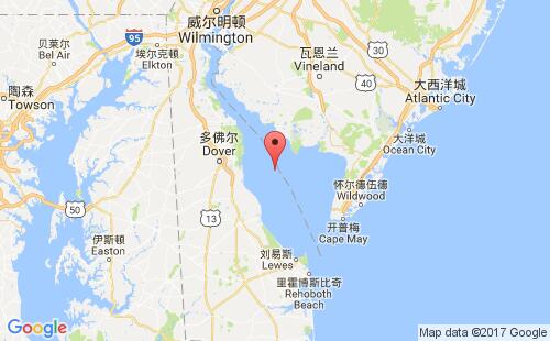 美国海运港口德拉华湾delaware bay港口地图