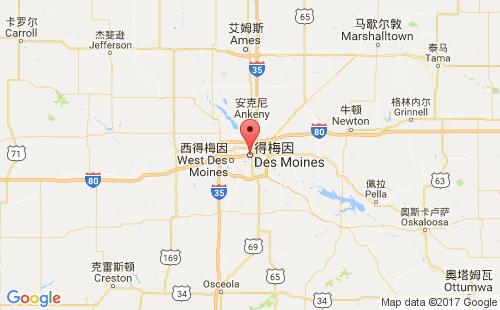 美国海运港口得梅因des moines,ia港口地图