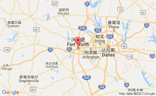 美国海运港口沃斯堡fort worth,tx港口地图