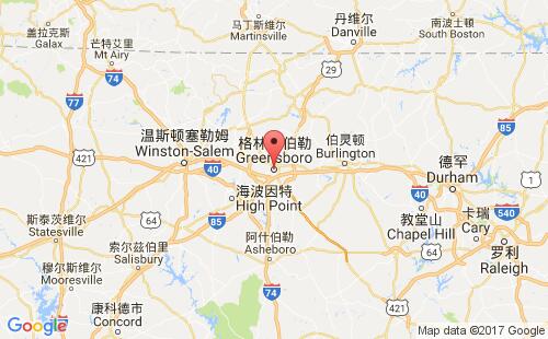 美国海运港口格林斯伯勒greensboro,nc港口地图