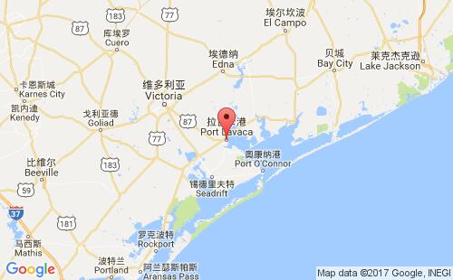 美国海运港口拉瓦卡port lavaca,tx港口地图