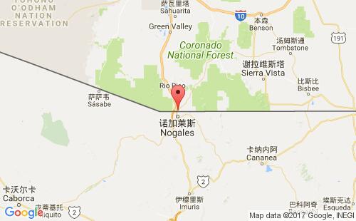 美国海运港口诺加利斯nogales,az港口地图