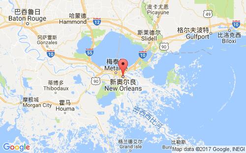 美国海运港口新奥尔良new orleans,la港口地图