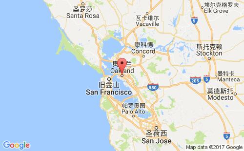 美国海运港口奥克兰oakland,ca港口地图