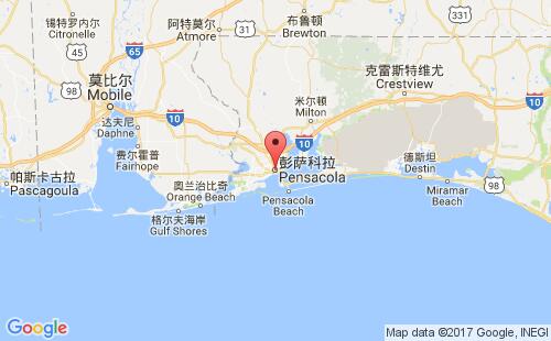 美国海运港口彭萨科拉pensacola,fl港口地图