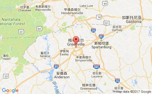 美国海运港口格林维尔greenville,sc港口地图