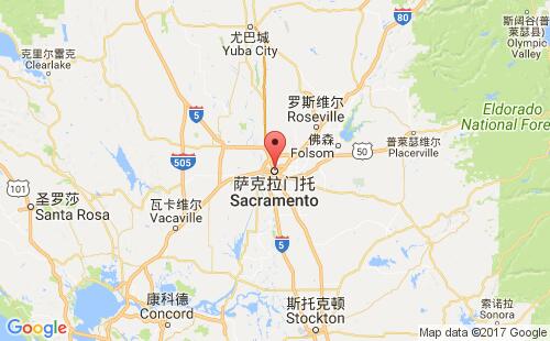 美国海运港口萨克拉门托sacramento港口地图