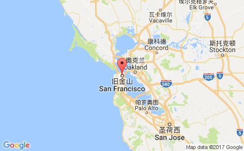 美国海运港口旧金山san francisco,ca港口地图