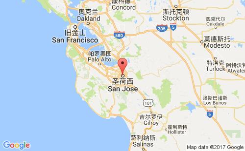 美国海运港口圣荷西(圣何塞)san jose,ca港口地图