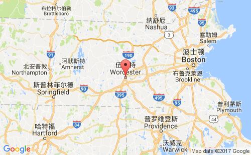 美国海运港口伍斯特worcester,ma港口地图