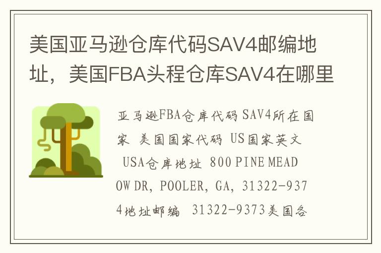 美国亚马逊仓库代码SAV4邮编地址，美国FBA头程仓库SAV4在哪里？