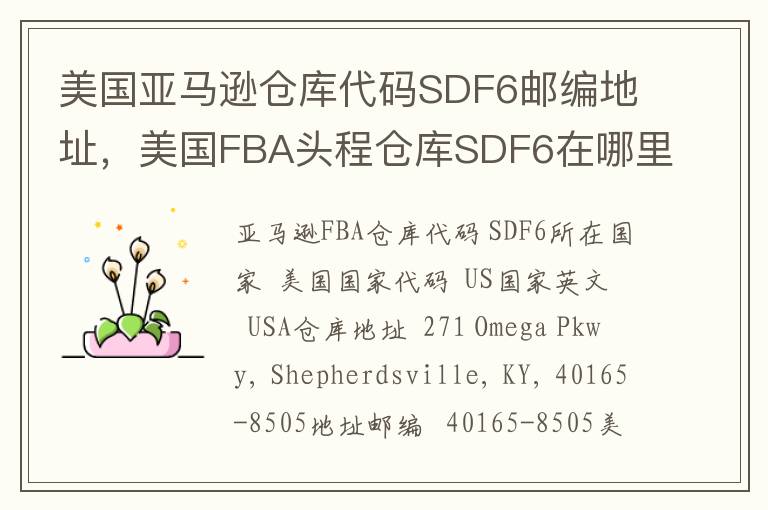 美国亚马逊仓库代码SDF6邮编地址，美国FBA头程仓库SDF6在哪里？