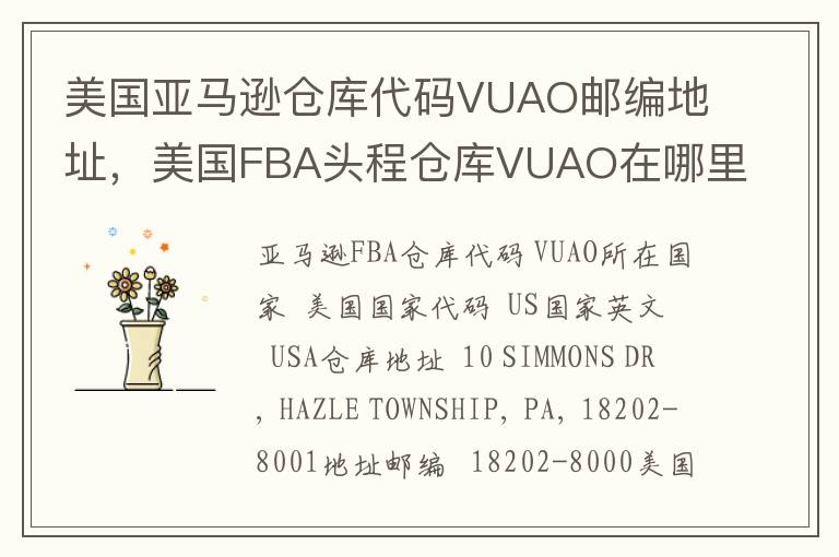 美国亚马逊仓库代码VUAO邮编地址，美国FBA头程仓库VUAO在哪里？