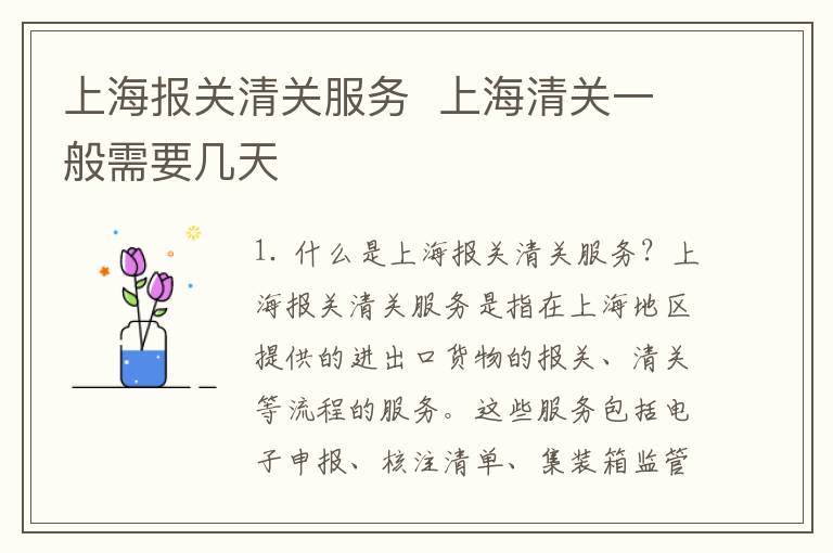 上海报关清关服务  上海清关一般需要几天