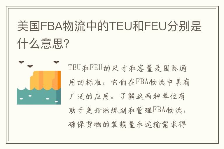 美国FBA物流中的TEU和FEU分别是什么意思？